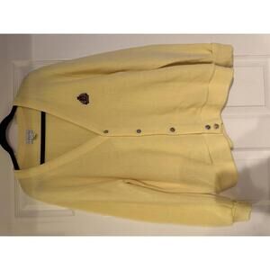 Vintage Izod Yellow V-Neck Button-Up Cardigan Sweater Size Large